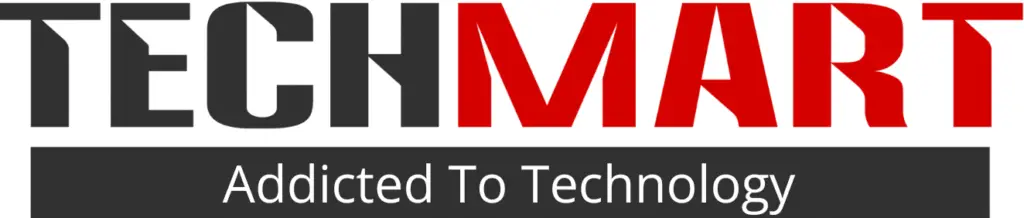 Techmart logo featuring a sleek, modern font with a tech-inspired icon.