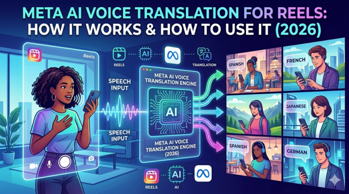 Meta AI voice translation feature translating Instagram Reels from English to Spanish