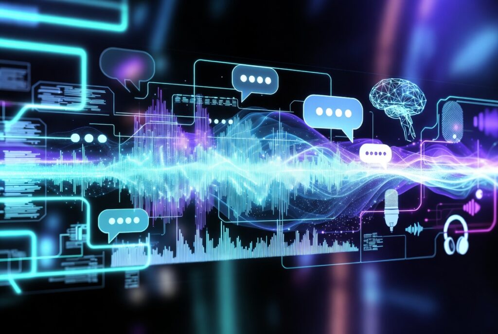 Large-scale AI data center with servers and GPU infrastructure powering artificial intelligence systems