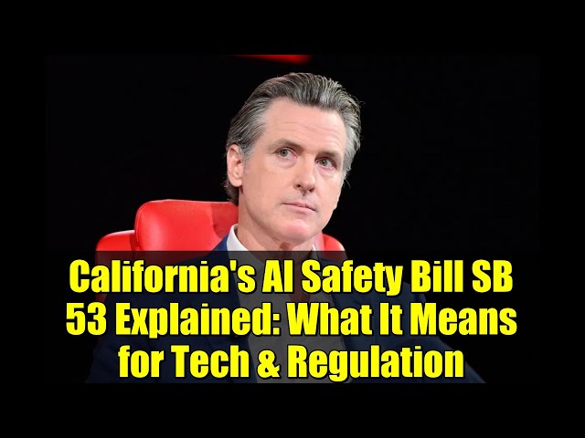 Key provisions of California AI safety bill SB 53 infographic.