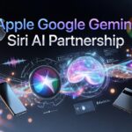 Apple Siri assistant and Google Gemini AI partnership concept displayed on smartphone screen