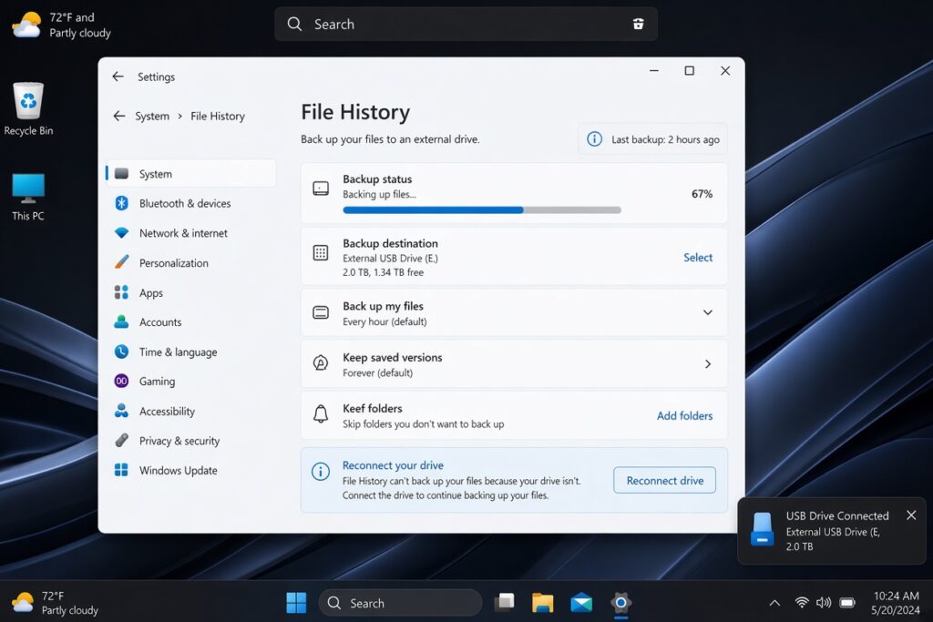 Windows 11 File History not working after update
